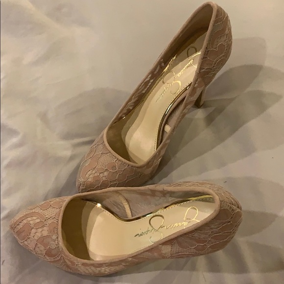 Jessica Simpson Shoes - Nude blush lace heels